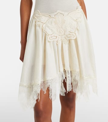 Embroidered lace-trimmed miniskirt | Blumarine