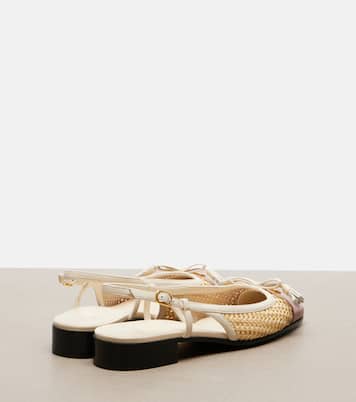 Valet Du Roi leather-trimmed raffia slingback flats | Valentino Garavani