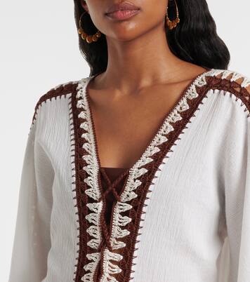 Kaftan aus Baumwolle mit Häkelstrick | Anna Kosturova