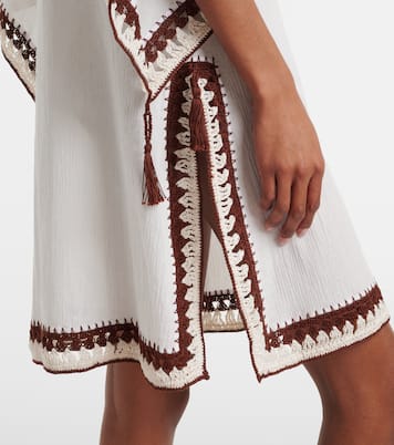 Kaftan aus Baumwolle mit Häkelstrick | Anna Kosturova