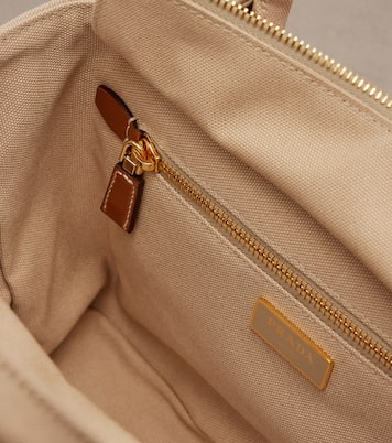 Medium wicker and canvas tote bag | Prada