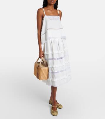 Medium wicker and canvas tote bag | Prada
