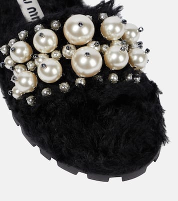 Pantoletten mit Zierperlen | Miu Miu
