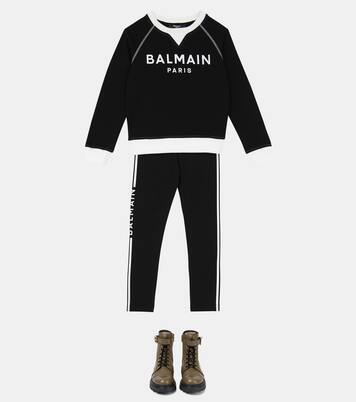 Buckled leather lace-up boots | Balmain Kids
