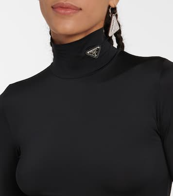 Logo jersey high-neck top | Prada