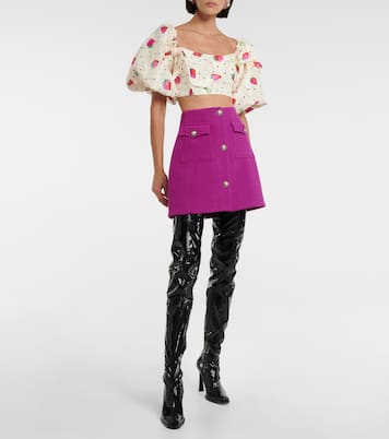 Bedrucktes Cropped-Top aus Seide | Alessandra Rich