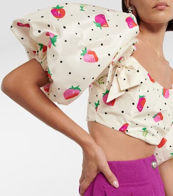 Bedrucktes Cropped-Top aus Seide | Alessandra Rich