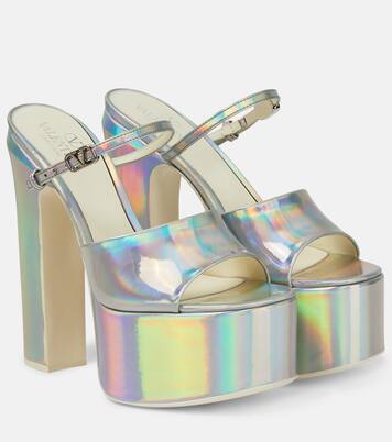Plateausandalen Tan-Go 155 aus Metallic-Leder | Valentino Garavani
