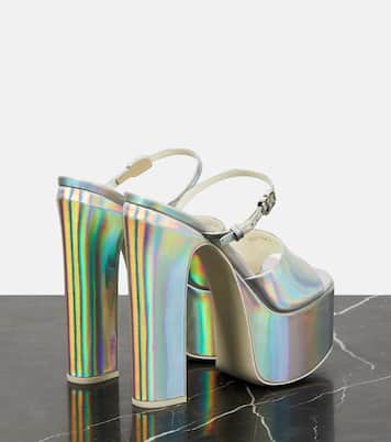 Plateausandalen Tan-Go 155 aus Metallic-Leder | Valentino Garavani