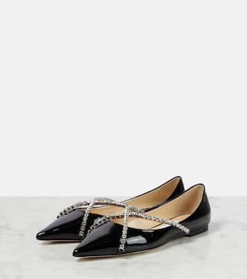 Genevi embellished patent leather ballet flats | Jimmy Choo
