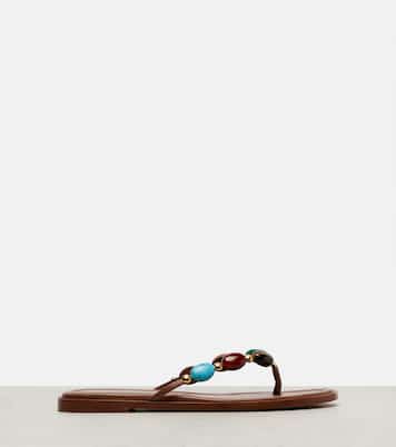 Tongs Shanti en cuir à ornements | Gianvito Rossi