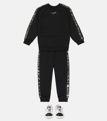 Cotton fleece sweatshirt and sweatpants set | Balmain Kids