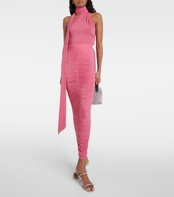 Embellished ruched jersey maxi skirt | Alex Perry