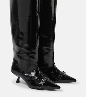Eyelets faux leather knee-high boots | Ganni