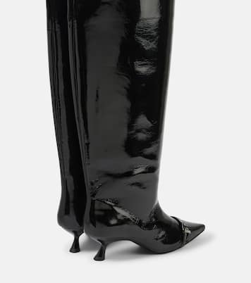 Eyelets faux leather knee-high boots | Ganni