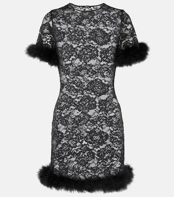 Minikleid O-Lover aus Spitze mit Federn | Oséree