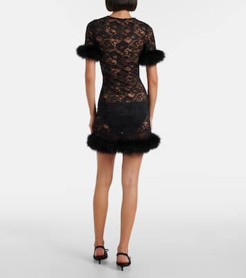 Minikleid O-Lover aus Spitze mit Federn | Oséree