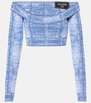Crop top en jacquard trompe-l'oeil | Balmain