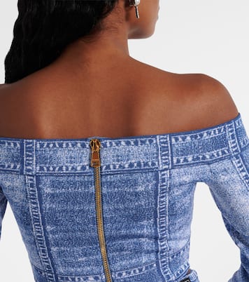 Crop top en jacquard trompe-l'oeil | Balmain