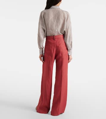 Pantalones anchos de cáñamo y lino | Brunello Cucinelli