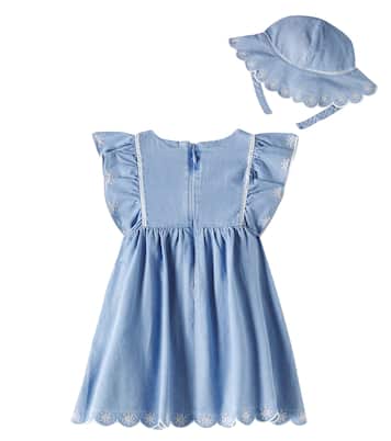 Baby  chabray dress and hat set | Chloé Kids