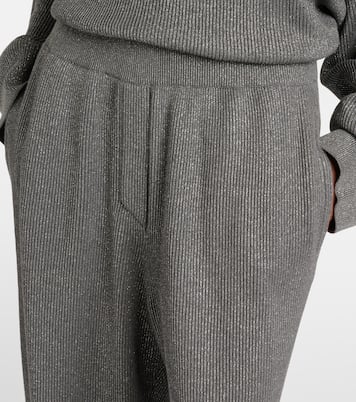 Pantalones anchos en lamé de mezcla de algodón | Brunello Cucinelli