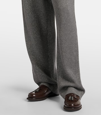 Pantalones anchos en lamé de mezcla de algodón | Brunello Cucinelli