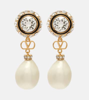 Ohrringe VLogo mit Kristallen und Zierperlen | Valentino