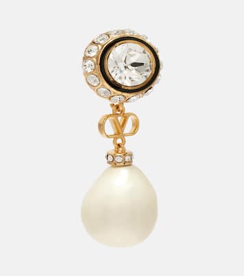 Ohrringe VLogo mit Kristallen und Zierperlen | Valentino