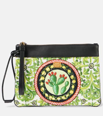 Printed leather-trimmed canvas pouch | Dolce&Gabbana