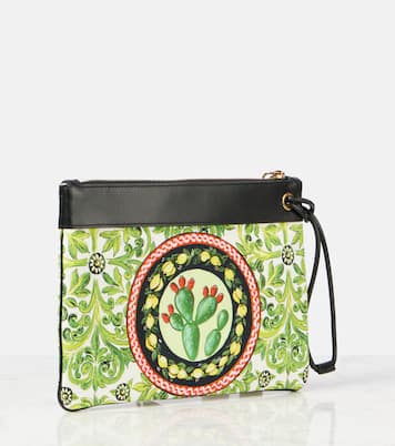 Printed leather-trimmed canvas pouch | Dolce&Gabbana