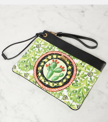 Printed leather-trimmed canvas pouch | Dolce&Gabbana