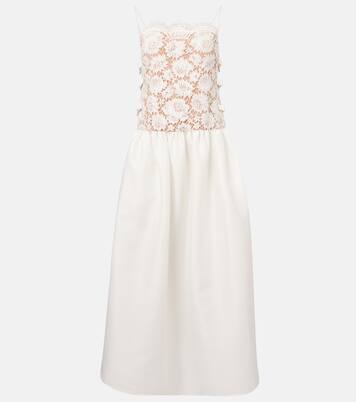 Robe longue en dentelle et satin | Self-Portrait