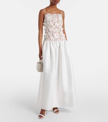 Robe longue en dentelle et satin | Self-Portrait