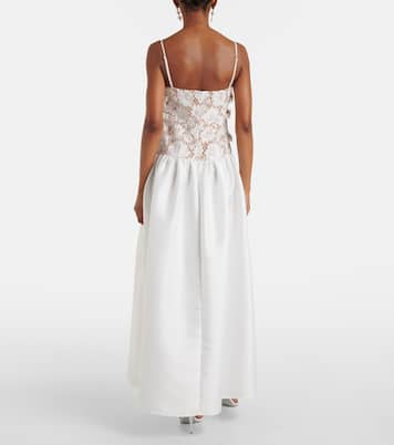 Robe longue en dentelle et satin | Self-Portrait