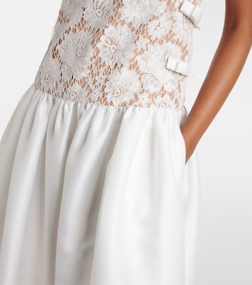 Robe longue en dentelle et satin | Self-Portrait