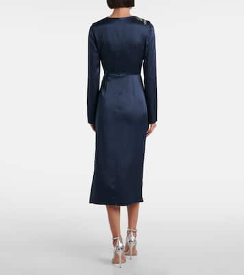 Robe de cocktail en satin à cristaux | Erdem