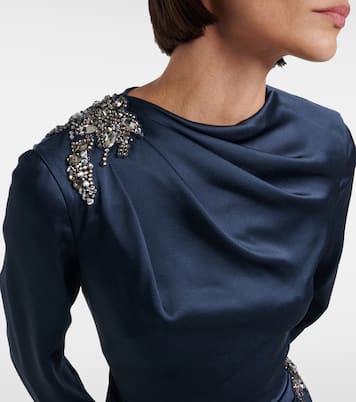 Robe de cocktail en satin à cristaux | Erdem