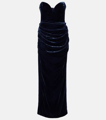 Vilma draped strapless velvet gown | Rotate