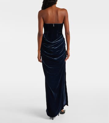 Vilma draped strapless velvet gown | Rotate