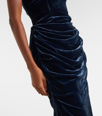 Vilma draped strapless velvet gown | Rotate