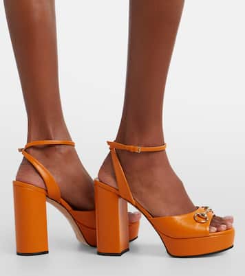 Horsebit leather platform sandals | Gucci