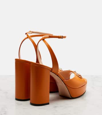 Horsebit leather platform sandals | Gucci