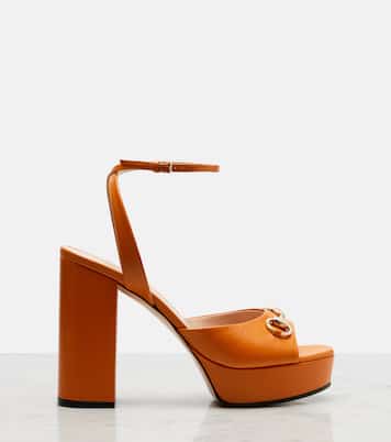 Horsebit leather platform sandals | Gucci