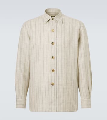 Striped linen and wool shirt | Rubinacci