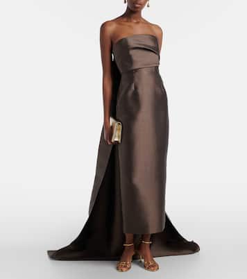 Kiki draped strapless satin cocktail dress | Solace London