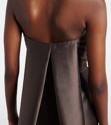 Kiki draped strapless satin cocktail dress | Solace London