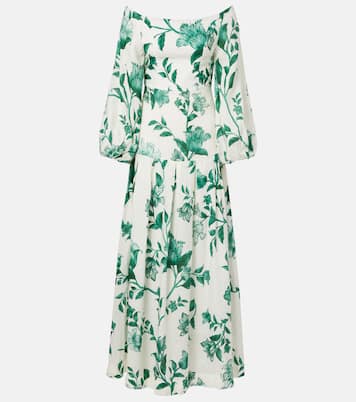 Senlis printed off-shoulder linen maxi dress | Agua by Agua Bendita