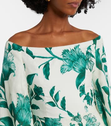 Senlis printed off-shoulder linen maxi dress | Agua by Agua Bendita