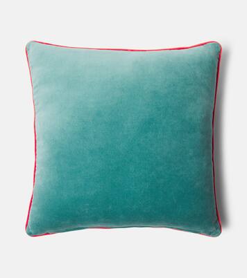 Embroidered cotton velvet cushion | Les-Ottomans